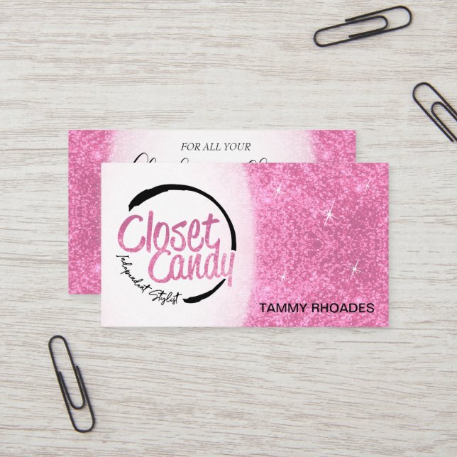Custom Order - Pink Glitter and Logo Business Card (Front/Back In Situ)
