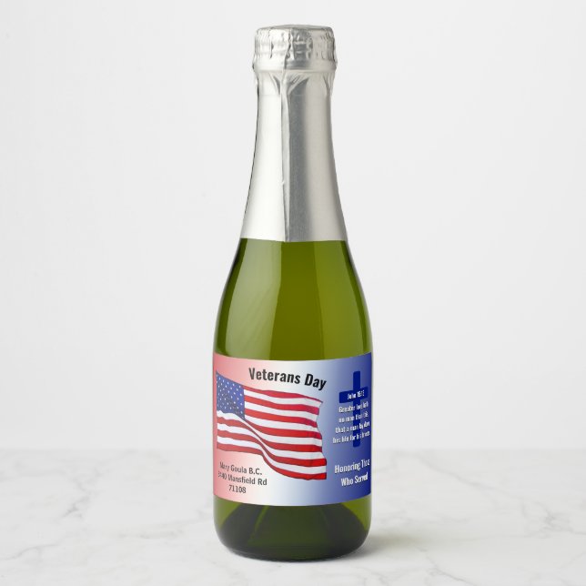 Custom Order, Veterans Day Mini Beverage Labels (Front)