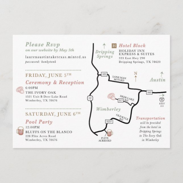 CUSTOM ORDER - wedding map card (Front)