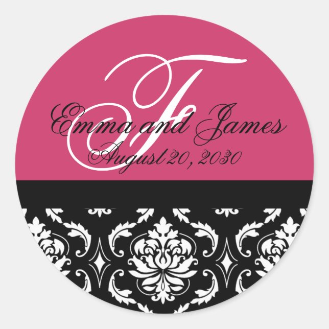 Custom Order Wedding Monogram Fushia #2 Seal (Front)