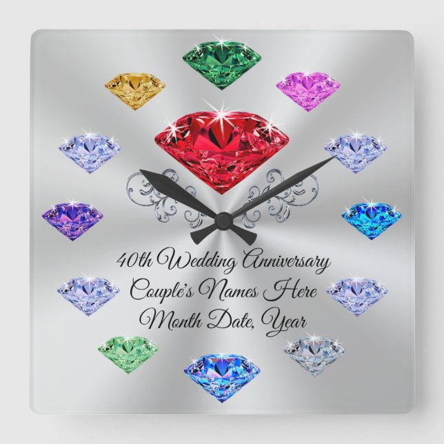 Custom Order Your Birthstone Clock, ANY Occasion Square Wall Clock (Front)