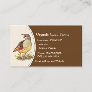 Custom Organic Quail Farm  Animal Business Card