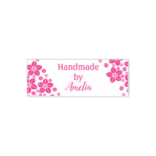 Custom Oriental Flower Made With Love Self-inking Stamp