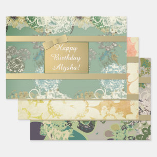 Custom Original Art Floral Wrapping Paper Sheet