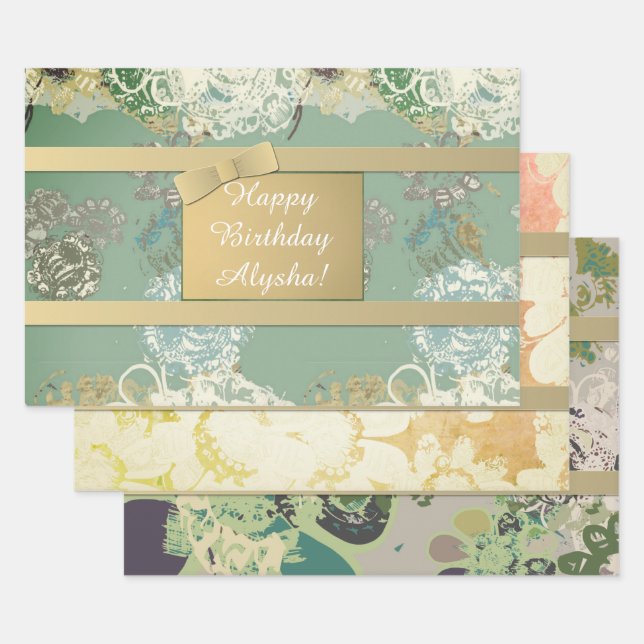 Custom Original Art Floral Wrapping Paper Sheet (Set)