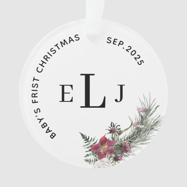 Custom Ornament for Baby's First Christmas & Date (Front)