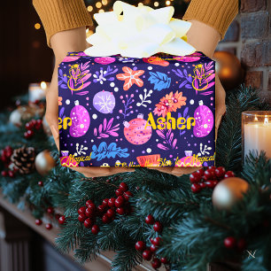 Custom Ornaments and Floral Christmas Wrapping Paper