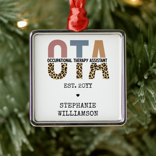 Custom OTA Occupational Therapy Assistant Gifts Metal Ornament (Tree)