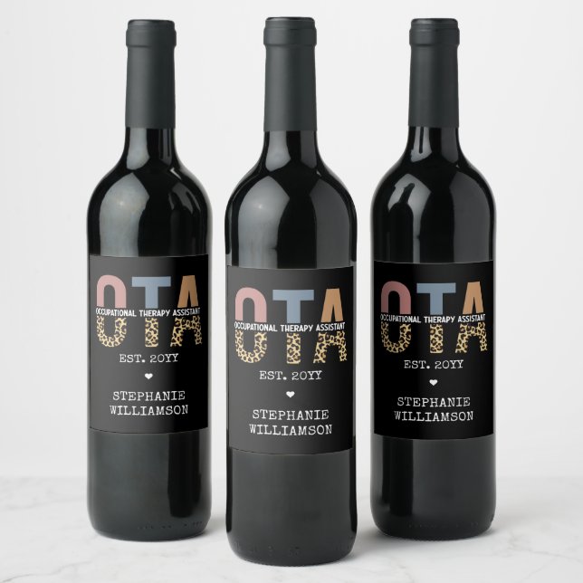 Custom OTA Occupational Therapy Assistant Gifts Wine Label (Bottles)