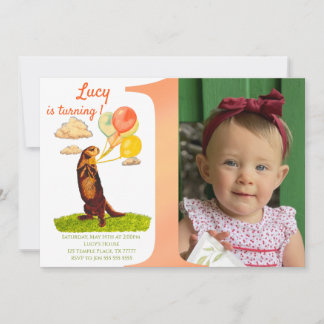 Custom Otter First Birthday Girl Invitation