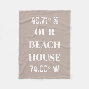 Custom Our Beach House Coordinates  Fleece Blanket