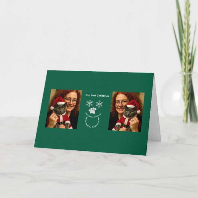 Custom Our Best Christmas ,Cat Photo  Card (Front)