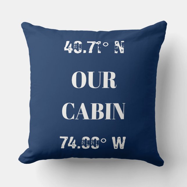 Custom Our Cabin Coordinates Cushion (Front)