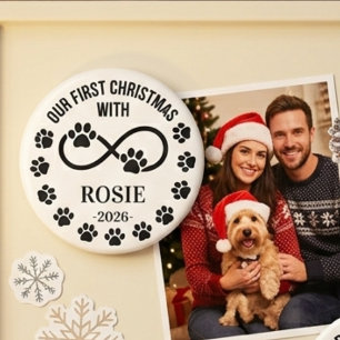 Custom Our First Christmas Pet Infinity Paw Print Magnet