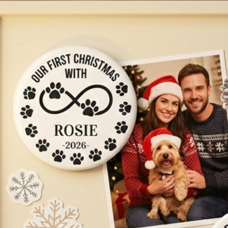Custom Our First Christmas Pet Infinity Paw Print Magnet