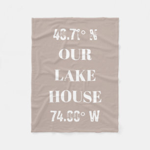 Custom Our Lake House Coordinates Fleece Blanket