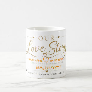 Custom Our Love Story Mug - Personalised Couple Na