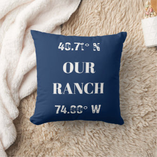 Custom Our Ranch Coordinates Throw Pillow