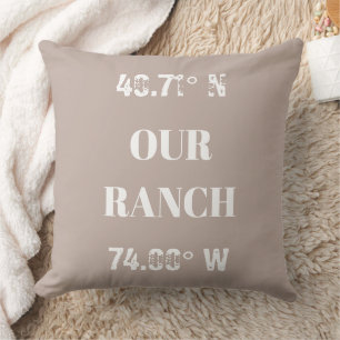 Custom Our Ranch Coordinates Throw Pillow