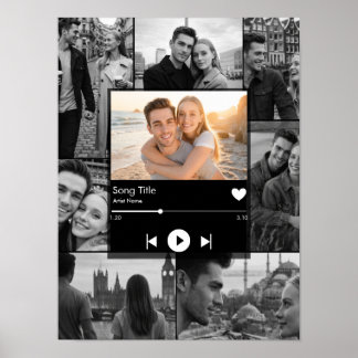 Custom Our Song Music Memory Couple Photo Collage Poster