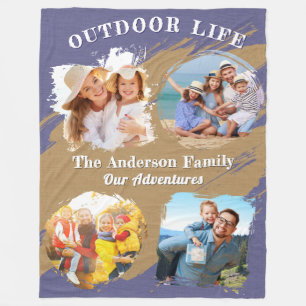 Custom Outdoor Life Family Photo Collage Fleece Blanket
