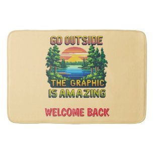 Custom Outdoor Nature Scene Pixel Art Graphic  Bath Mat