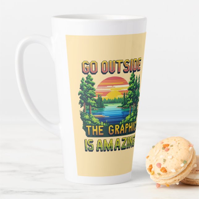 Custom Outdoor Nature Scene Pixel Art Graphic  Latte Mug (In Situ)