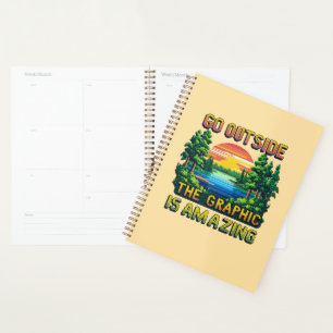 Custom Outdoor Nature Scene Pixel Art Graphic  Planner