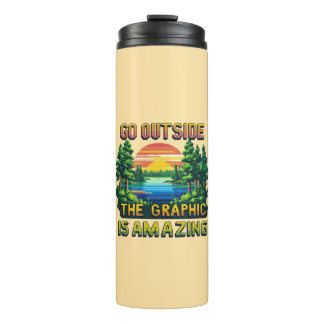 Custom Outdoor Nature Scene Pixel Art Graphic  Thermal Tumbler