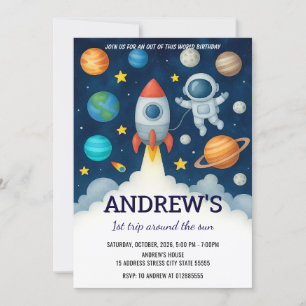 Custom Outer Space Astronaut for kid Birthday Invitation