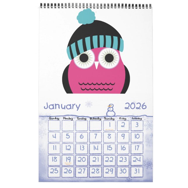 Custom Owl 2014 Calendar (Jan 2026)