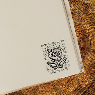 Custom Owl Bookplate  Rubber Stamp