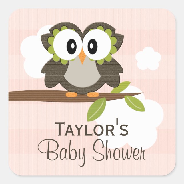 Custom Owl Party Favour Labels Pink (Front)