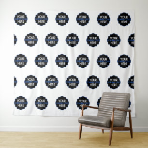 Custom Own Business Logo Step and Repeat Backdrop Tapestry