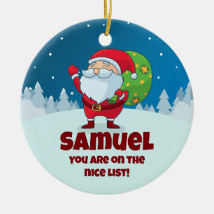 CUSTOM Own Message Funny Christmas Nice List Ceramic Ornament