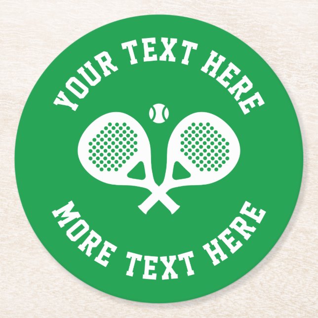 Custom padel club bar coasters with racket logo (Front)