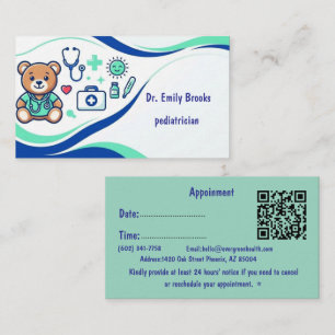 Custom Paediatrician Business Card Cute Kids Doc