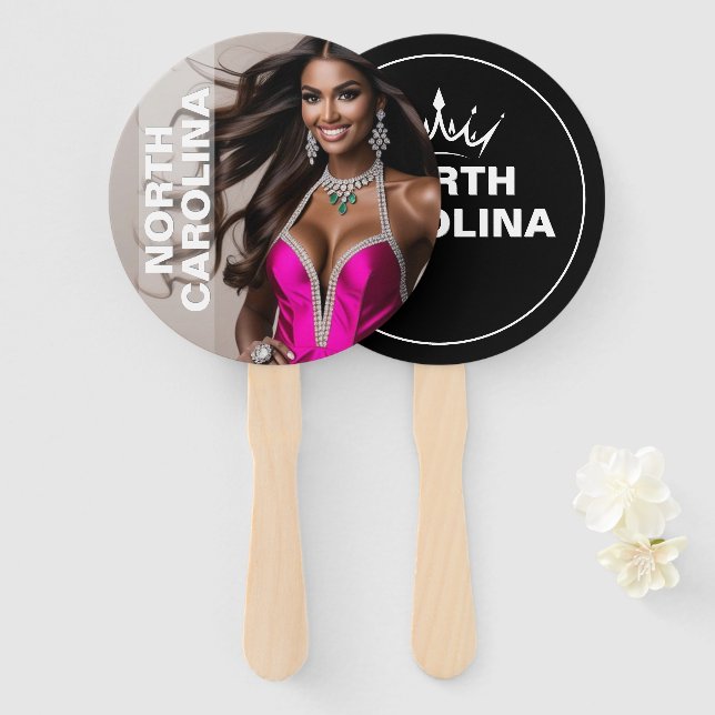 Custom Pageant Paddle Fans - Crown Design (Front and Back)
