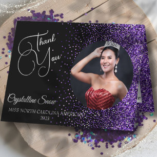 Custom Pageant Thank You Cards   Purple Glitter