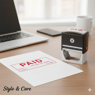 Custom Paid With Date And Check Office Self-inking Stamp