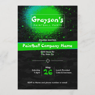Custom Paintball Party Invitation for Birthday