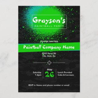 Custom Paintball Party Invitation for Birthday