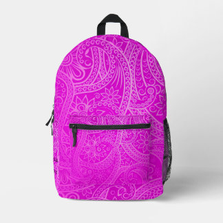 Custom Paisley Magenta Colourful Pattern Aesthetic Printed Backpack
