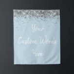 Custom Pale Blue Silver Birthday Party Photo Booth Tapestry<br><div class="desc">custom backdrop for photo booth,  hen weekend wedding photobooth sparkly,  sweet 16 quinceanera 40th 50th,  sparkle birthday party personalised 30th,  fifteen 15th sweet sixteen 16th,  twenty-fifth 25th twenty first prop,  light blue silver baby shower,  daughter girl wife twinkle glitter,  granddaughter son boy 5th fifth,  anniversary bridal 20th 10th 80th</div>