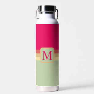 Custom Pale Green Fushia Pink Yellow Colour Block Water Bottle