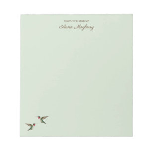 Custom Pale Green Hummingbird Notepad