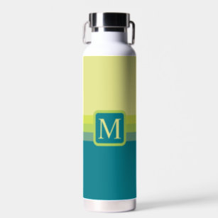 Custom Pale Lime Yellow Teal Green Colour Block Water Bottle