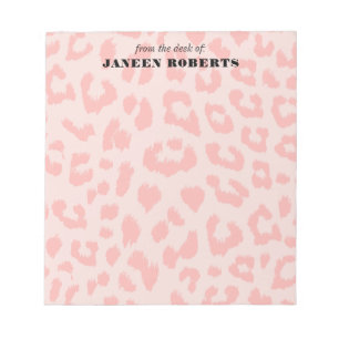 Custom Pale Pink Leopard Print Notepad