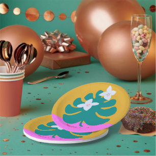 Custom palm name birthday modern party paper plate