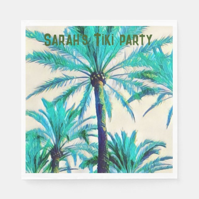 custom palm tree tiki party napkins (Front)